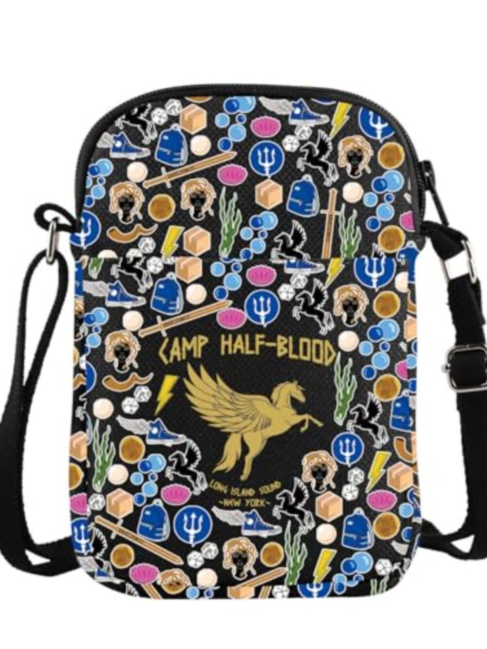 Canvas Crossbody Bag Greek Mythology Satchel Adjustable Strap